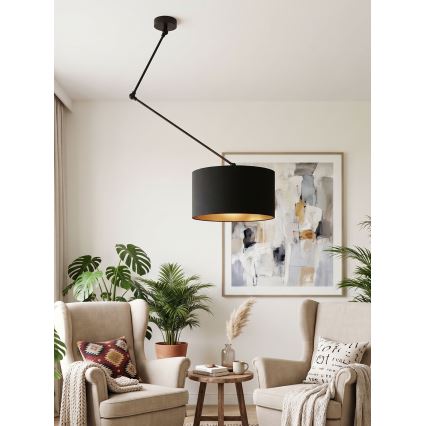 LED-säädettävä riippuvalaisin varrella GORTA 1xE27/60W/230V musta/kullanvärinen