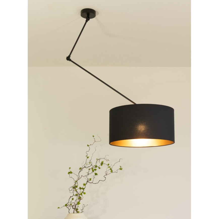 LED-säädettävä riippuvalaisin varrella GORTA 1xE27/60W/230V musta/kullanvärinen