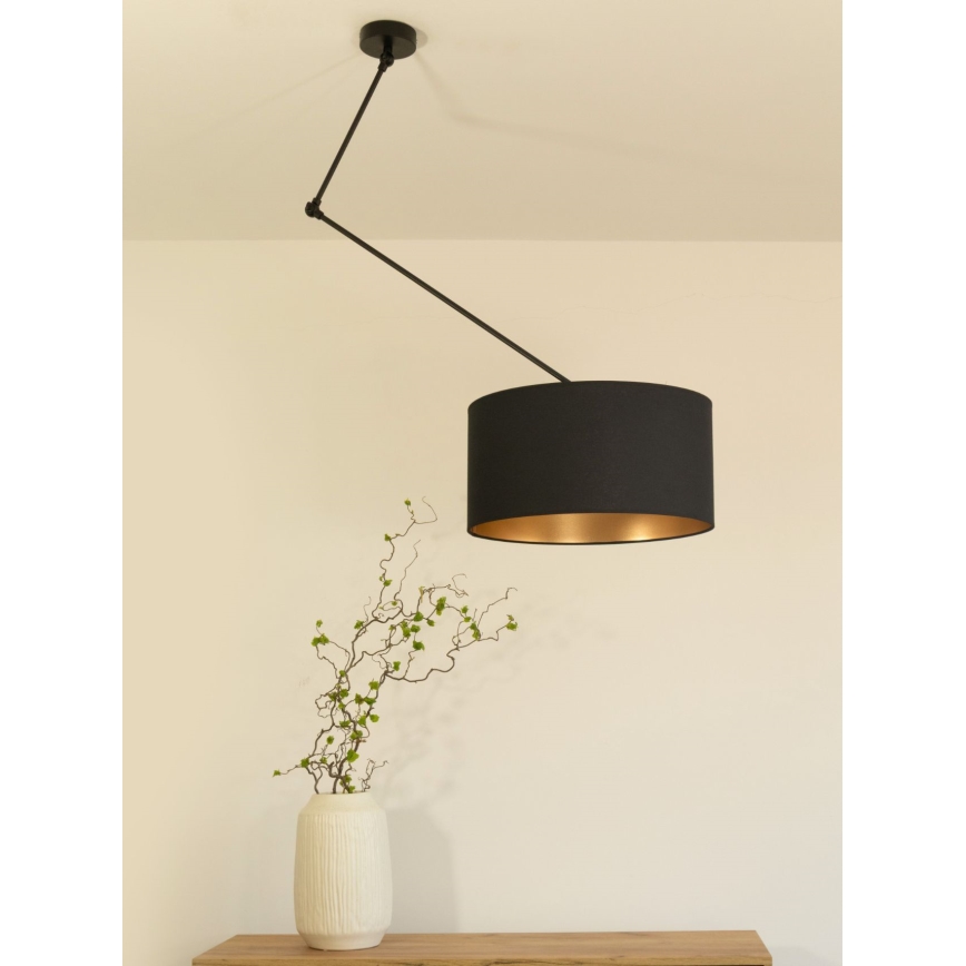 LED-säädettävä riippuvalaisin varrella GORTA 1xE27/60W/230V musta/kullanvärinen