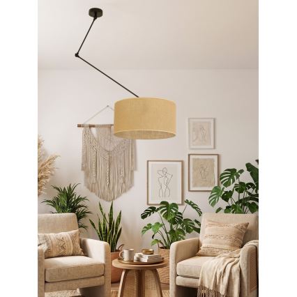 LED-säädettävä varsi-riippuvalaisin GORTA 1xE27/60W/230V, juutti