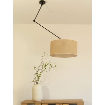 LED-säädettävä varsi-riippuvalaisin GORTA 1xE27/60W/230V, juutti