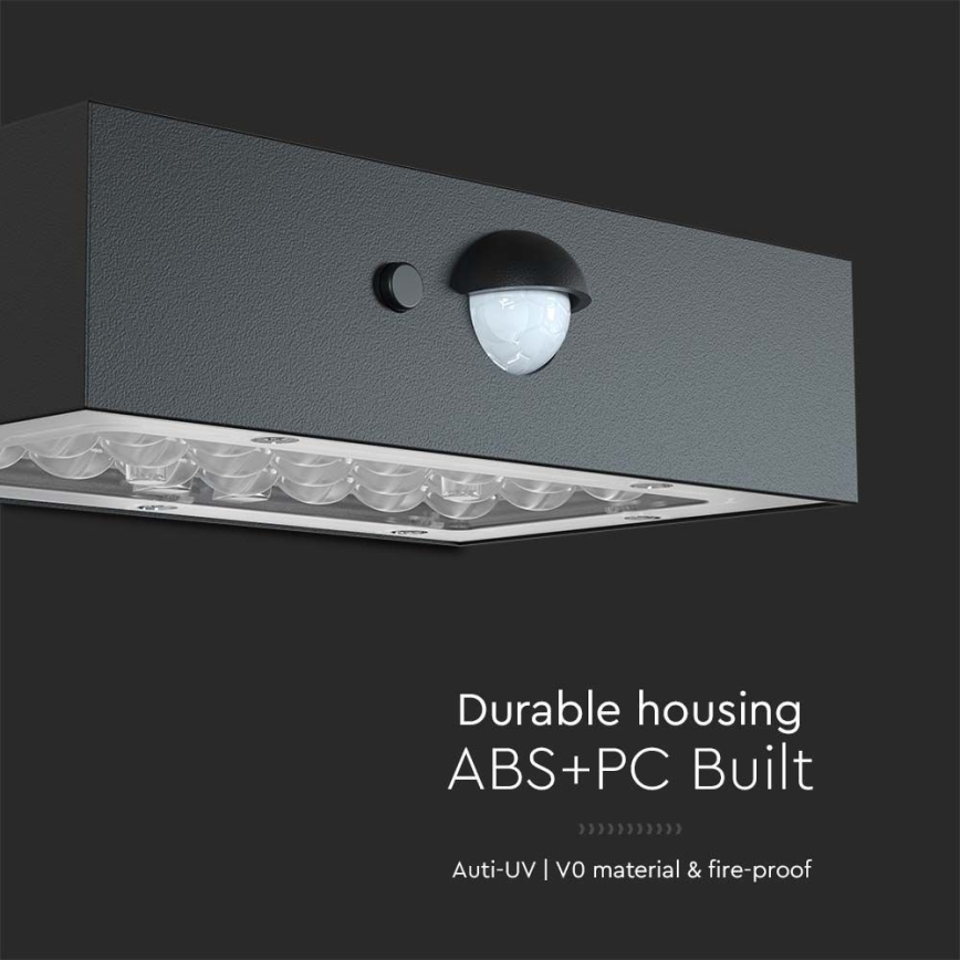 LED-seinäaurinkovalaisin anturilla LED/3W/3,7V 3000K/4000K IP65 1200 mAh musta