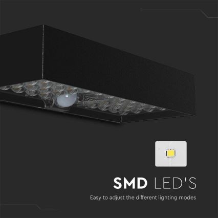 LED-seinäaurinkovalaisin anturilla LED/6W/3,7V IP65 4000K 3000 mAh musta