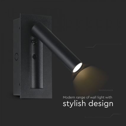 LED-seinäkohdevalaisin LED/2W/230V 3000K musta