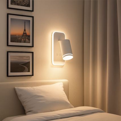 LED-seinäkohdevalaisin PIPE 1xGU10/10W/230V + LED/6W valkoinen