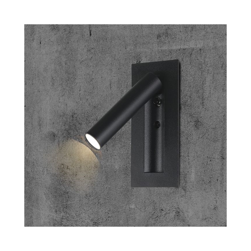 LED-seinäspotti LED/2W/230V 3000K musta