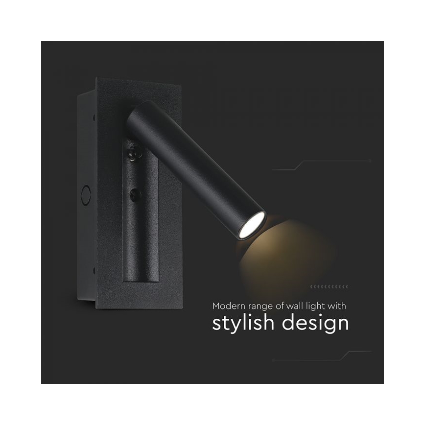 LED-seinäspotti LED/2W/230V 3000K musta
