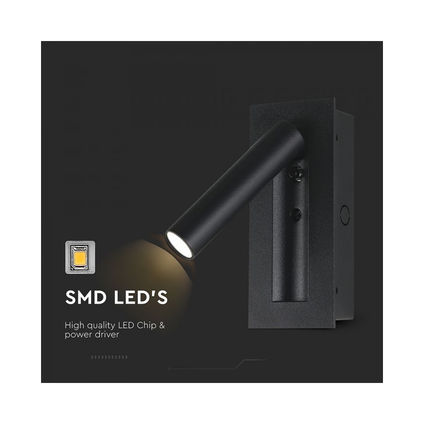 LED-seinäspotti LED/2W/230V 3000K musta
