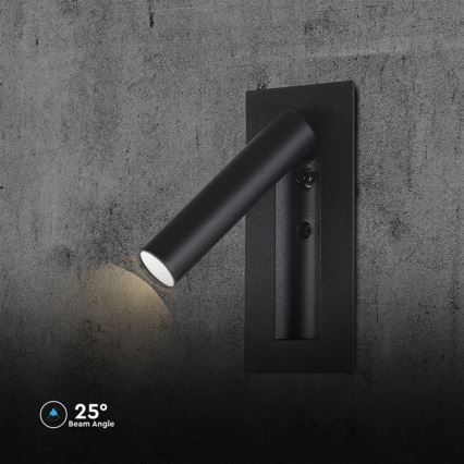 LED-seinäspotti LED/2W/230V 3000K musta