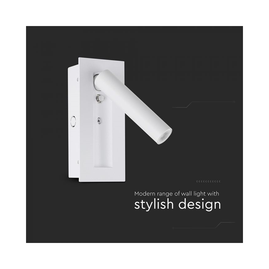 LED-seinäspotti LED/2W/230V 3000K valkoinen