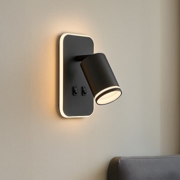 LED-seinäspotti PIPE 1xGU10/10W/230V + LED/6W musta