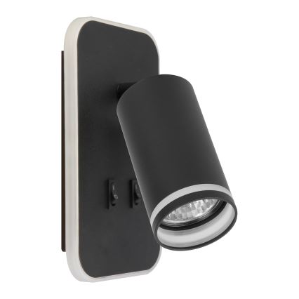 LED-seinäspotti PIPE 1xGU10/10W/230V + LED/6W musta