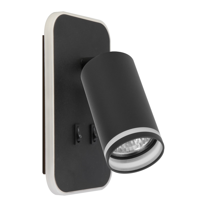 LED-seinäspotti PIPE 1xGU10/10W/230V + LED/6W musta