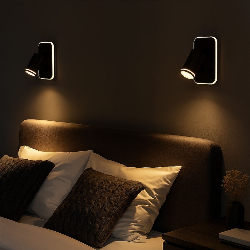 LED-seinäspotti PIPE 1xGU10/10W/230V + LED/6W musta