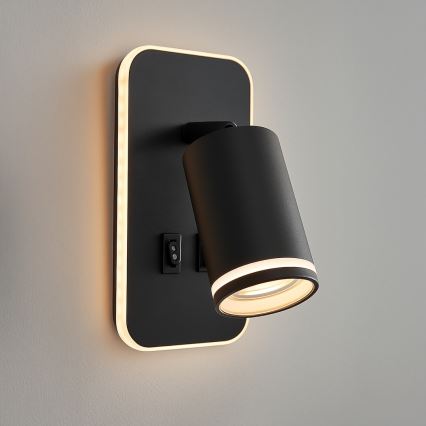 LED-seinäspotti PIPE 1xGU10/10W/230V + LED/6W musta