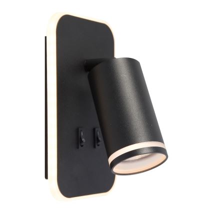 LED-seinäspotti PIPE 1xGU10/10W/230V + LED/6W musta