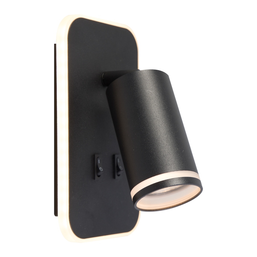 LED-seinäspotti PIPE 1xGU10/10W/230V + LED/6W musta