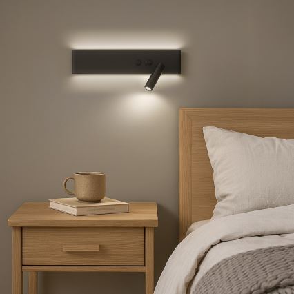 LED-seinäspotti RESORT LED/10W/230V + LED/3W musta oikeanpuoleinen