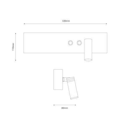 LED-seinäspotti RESORT LED/10W/230V + LED/3W musta oikeanpuoleinen