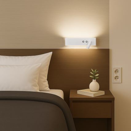 LED-seinäspotti RESORT LED/10W/230V + LED/3W, valkoinen, oikea