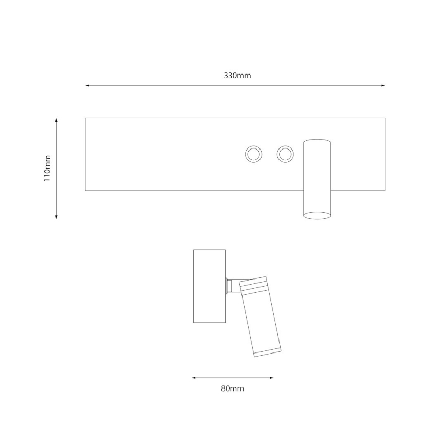 LED-seinäspotti RESORT LED/10W/230V + LED/3W, valkoinen, oikea
