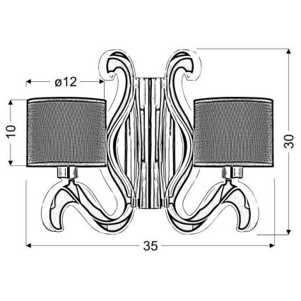 LED-seinävalaisin AMBROSIA 2xE14/40W/230V + LED/12,3W kupari