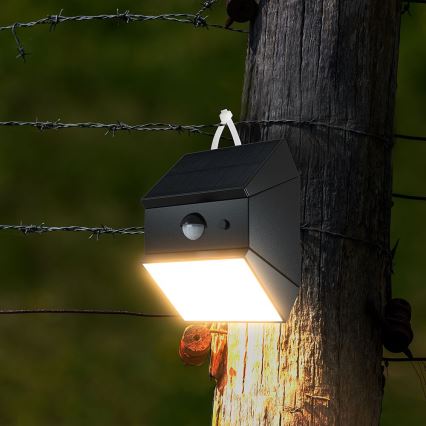 LED-aurinkokennolla varustettu seinävalaisin anturilla LED/2,5W/3,7V 3000/4000/6000K IP65 1200 mAh musta