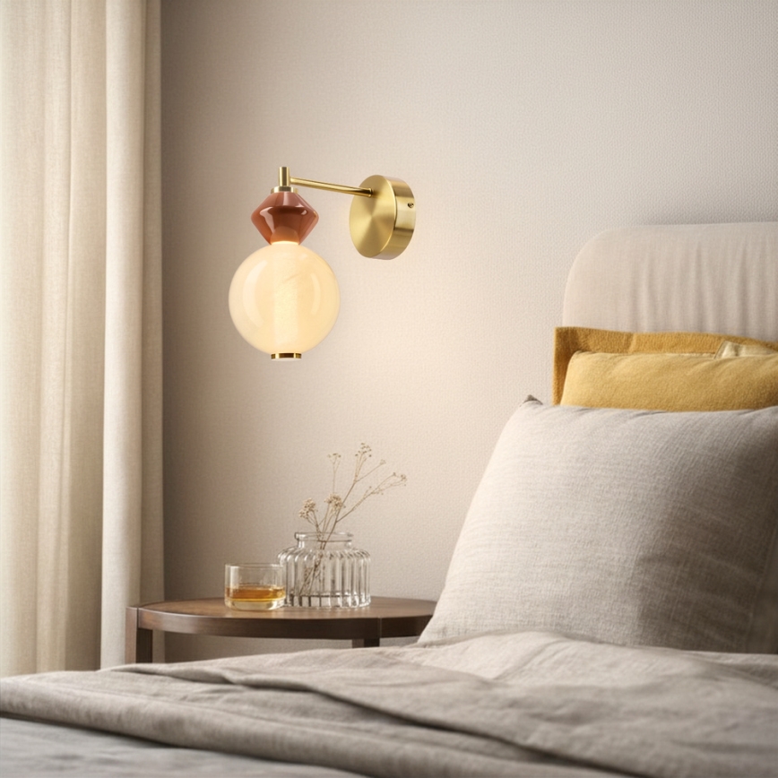 LED-seinävalaisin FLORES LED/7W/230V kultainen/ruskea