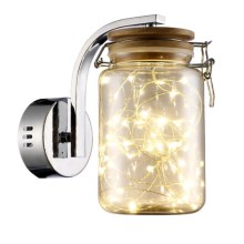 LED-seinävalaisin JAR LED/5W/230V kulta/kiiltävä kromi/puu