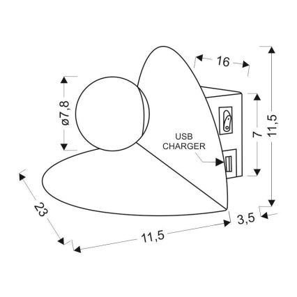 LED-seinävalaisin laturilla ZENIT LED/4W/230V