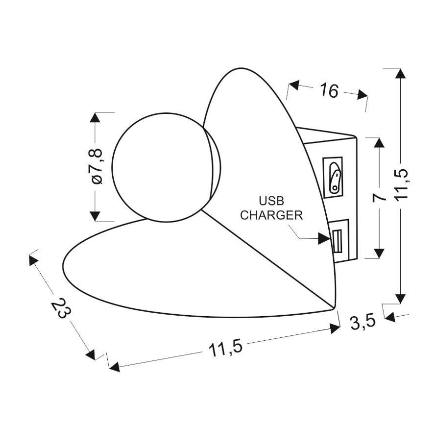 LED-seinävalaisin laturilla ZENIT LED/4W/230V