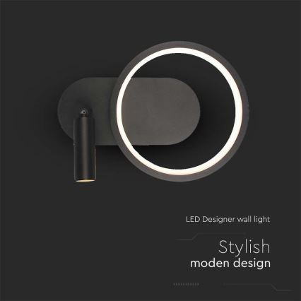 LED-seinävalaisin LED/14W/230V 3000K musta