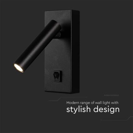 LED-seinävalaisin LED/2W/230V 4000K musta