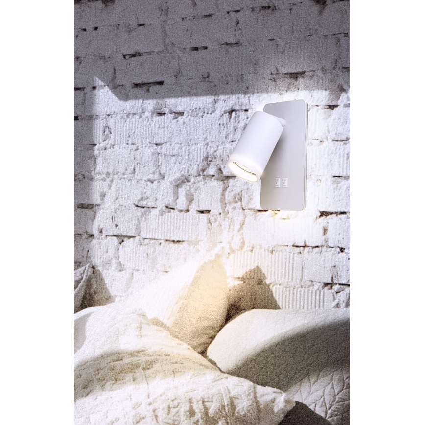 LED-seinävalaisin PARIISI 1xGU10/10W/230V + LED/6W/230V valkoinen