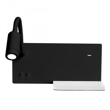 LED-seinävalaisin SHELF LED/4W+LED/5W+LED/2W/230V musta