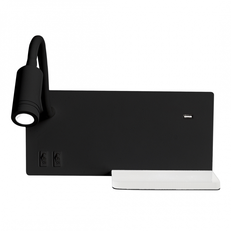 LED-seinävalaisin SHELF LED/4W+LED/5W+LED/2W/230V musta