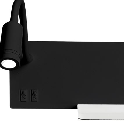 LED-seinävalaisin SHELF LED/4W+LED/5W+LED/2W/230V musta