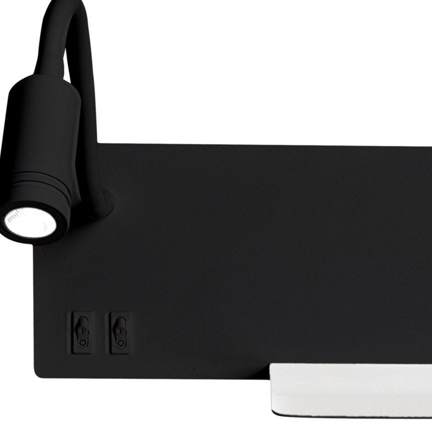 LED-seinävalaisin SHELF LED/4W+LED/5W+LED/2W/230V musta