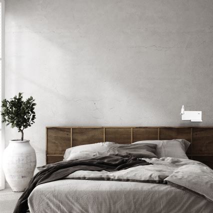 LED-seinävalaisin SHELF LED/4W+LED/5W+LED/2W/230V + USB-portti valkoinen