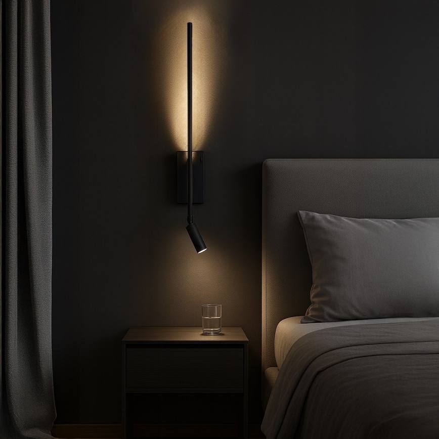 LED-seinävalaisin TORCH LED/6W/230V + LED/3W musta