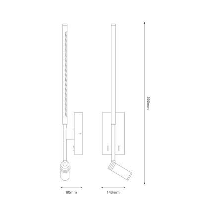 LED-seinävalaisin TORCH LED/6W/230V + LED/3W musta