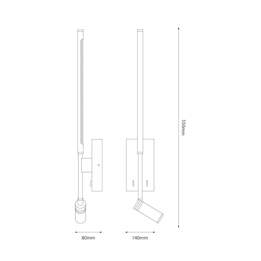 LED-seinävalaisin TORCH LED/6W/230V + LED/3W valkoinen