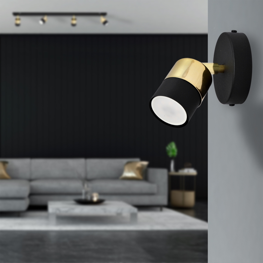 LED-seinävalaisin TUBSSON 1xGU10/4,8W/230V musta/kulta