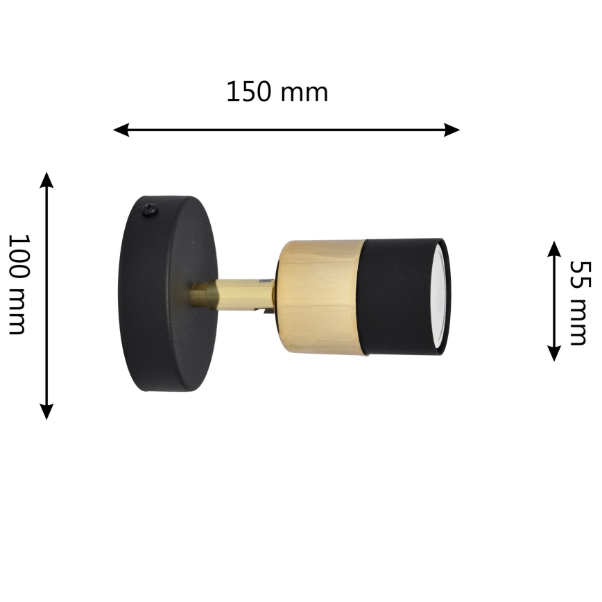 LED-seinävalaisin TUBSSON 1xGU10/4,8W/230V musta/kulta
