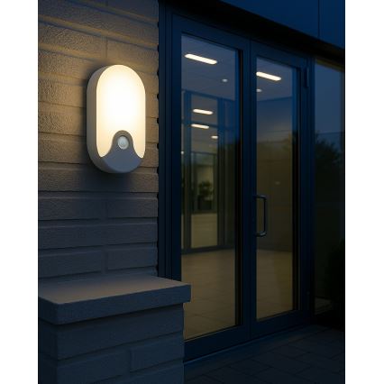 LED-seinävalaisin ulkokäyttöön liiketunnistimella, 18 W, 230 V, IP44, valkoinen
