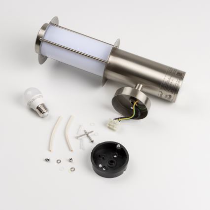 LED-ulkovalaisin seinävalaisin liiketunnistimella 1xE27/4,9W/230V IP44 mattakromi