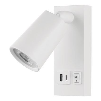 LED-seinävalaisin USB:n kanssa LED/5W/230V musta