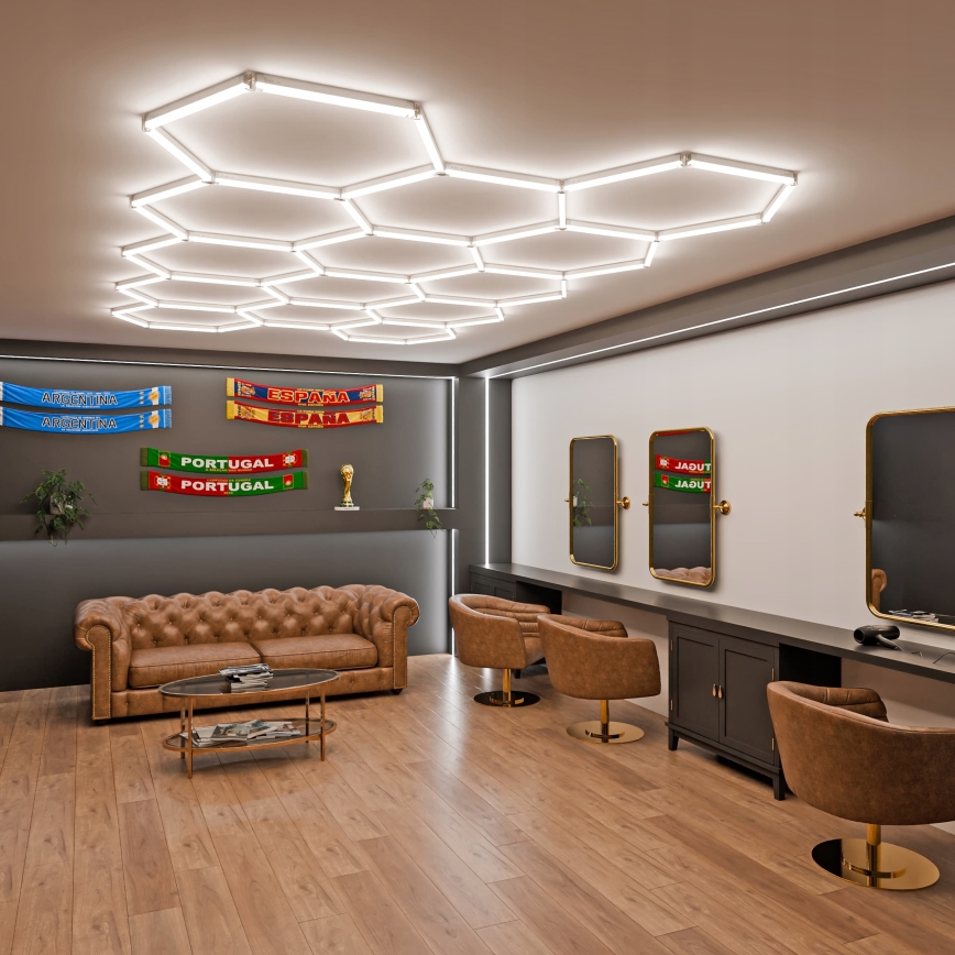 LED himmennettävä kattovalaisin HEXAGON LED/456W/85-265V 5000K 234x420 cm CRI 90 IP54 valkoinen