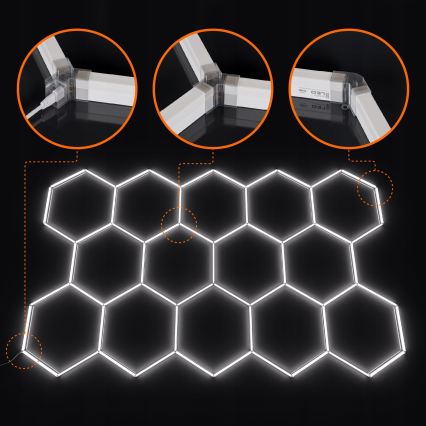 LED himmennettävä kattovalaisin HEXAGON LED/456W/85-265V 5000K 234x420 cm CRI 90 IP54 valkoinen