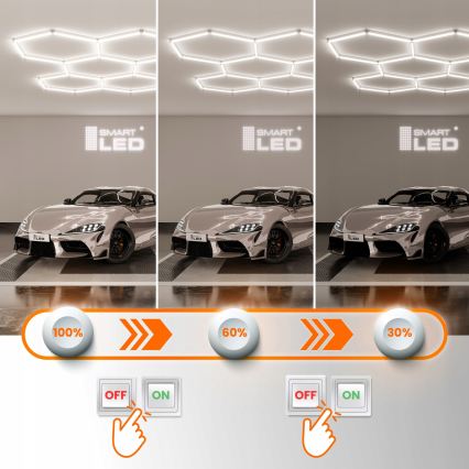 Himennettävä LED-kattovalaisin HEXAGON LED/570W/85-265V 5000K 522x298 cm CRI 90 IP54 valkoinen